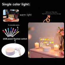 1pc LED Acrylic Erasable Message Board, USB Drawing Board DIY, Can Be Used As Bedroom Night Light, Birthday Gift, Gift, Bar Advertisement - Yellow - View 8