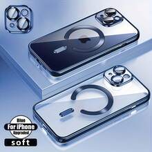 Funda para teléfono compatible con iPhone 17 Air/16e/15/14/13/12/11, Pro, Pro Max, Plus, apariencia electrochapada genial, accesorio magnético, panel trasero transparente de alta definición - Plateado - Ver 8