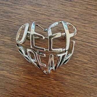 1 pieza Broche con forma de corazón hueco con letra, accesorio de moda, para usar en fiestas, color dorado grande, para uso diario