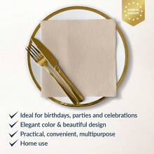 PAW - 50 Pieces Airlaid Paper Linen-Feel Napkins 16inch X 16inch, Monocolor Disposable Cloth-Like Napkins, Elegant Beige Dinner Napkins For Kitchen, Party, Wedding, Gatherings, Christmas,DinnerNapkins,Beige - 淺褐色的 - 查看 4