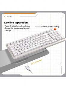 Lenovo Bàn phím cơ MK9 98 phím, thiết kế tiện dụng, cảm giác tuyến tính, hỗ trợ N phím, tương thích với máy tính xách tay và máy tính để bàn, bàn phím có dây dành cho công việc văn phòng và chơi game. - Hoa anh đào trắng (Trục xanh) - Xem 4