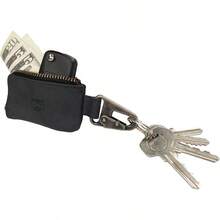 Leather Car Key Holder/Headphone Charging Cables/ Cards/Flash Drives/Cash Zipper Case with Clasp Handmade by Hide Drink: Charcoal Black - negro (negro carbón) - Ver 4