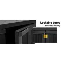 Gardeon Outdoor Storage Cabinet Box 92cm Lockable Cupboard Sheds Garage Adjustable Black - Black - View 5