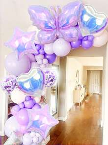 18pcs/Set Colorful Butterfly Happy Birthday Party Decoration Set, Includes 16" Colorful "HAPPY BIRTHDAY" Letter Balloons, Colorful Butterfly Balloons, Colorful Heart Star Foil Balloons, Suitable For Birthday, Party, Valentine's Day, Anniversary, Party Decor, Photo Shoot, Princess Theme Birthday, Scene Decor, Butterfly Theme Party Decor - Multicolor - View 5