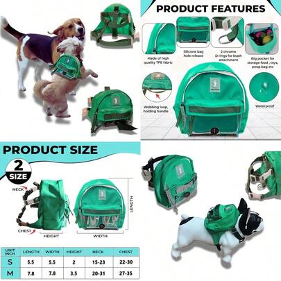 New Dog Hiking BackpackCute Doggy Harness With Poop Bag Holder;Small Puppy Pouch For Treats Toys And Poopbags.Waterproof Material Perfect For Outdoor Pet Adventures Or Daily Dogs Walking