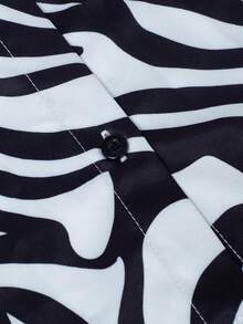 HOMEYEE Fashionable Women's Elegant Zebra Print Blouse, Suitable For Commuting, Office, Casual And Retro Wear - Silver - View 6