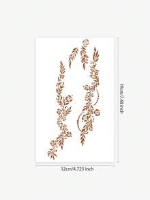 1pc Valentine's Day Henna Temporary Tattoo Sticker, Featuring Minimalist Red Henna Rose Design. Artistic, Waterproof, Sweat-Proof, Washable, Non-Reflective, Simulating Henna Tattoo Effect. Apply On Hands. Suitable For Fashionistas, Lasts 3-5 Days. - Brown - View 3
