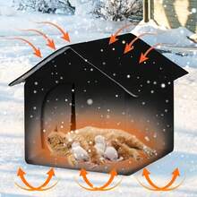 Large Outdoor Dog House, Aluminum Foil Lining Warm Dog Tent, Cat Tent, Cat Cave, Cat Shelter, Indoor Cat/Dog Bed, Suitable For Small/Medium Dogs And Cats In Autumn/Winter, Black - Black - View 8