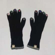 Guantes de invierno cálidos de punto con dedos completos para mujer, guantes de lana Lisa de lujo con diamantes de imitación para chica, manoplas con pantalla táctil a la moda para mujer - Gris 02 - Ver 3
