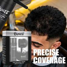 BUNEE 增发纤维粉套装 - 瞬间增厚发丝，3 件套：增发纤维粉、精准喷雾器、造型梳 - 增发纤维粉礼盒装，男士美发造型套装，增发纤维