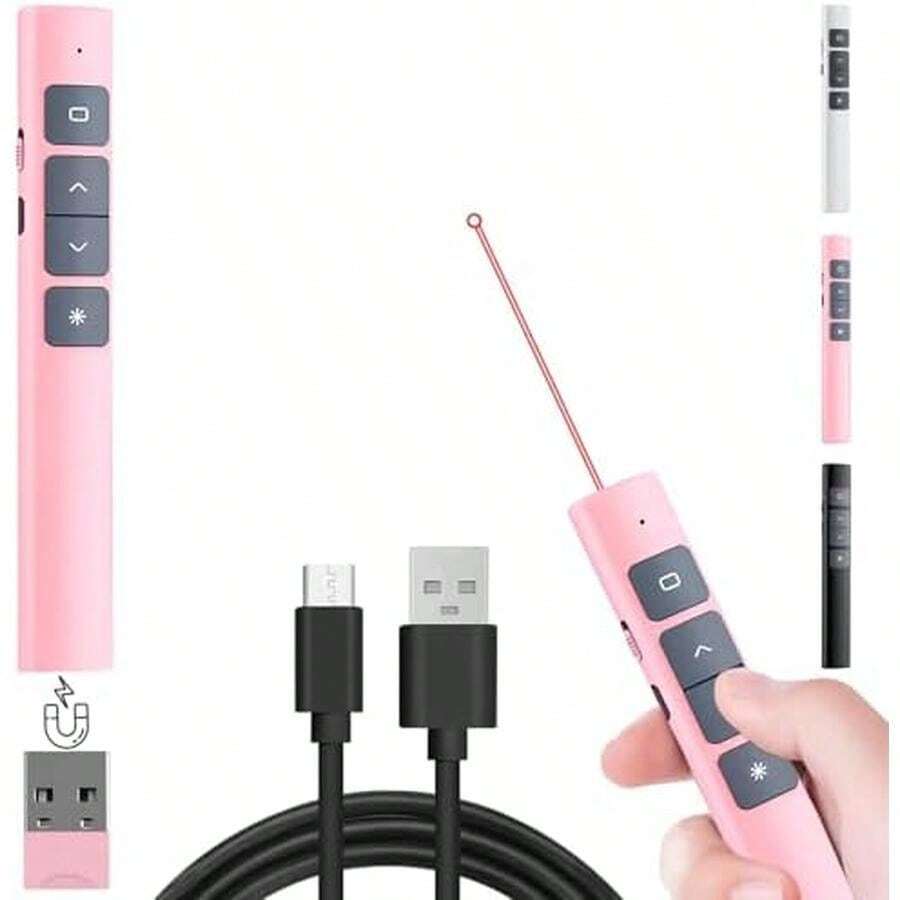 Presentador inalámbrico, presentador de diapositivas inalámbrico, control diapositivas, soporte de hipervínculos, control remoto de PPT, para Windows,PPT, Word, Excel,  (negro) - rosa11 - Ver 1