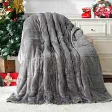 Warm Weighted Blanket, Fleece Sherpa Flannel Throw Heavy Blanket With 7-Layer Design - 灰色 - 查看 1