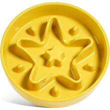 Slow Feeder Dog Bowls Ceramic 1.5 Cups Dog Food Bowl Puppy Slow Feeder Dish For Fast Eaters Star Yellow - M-1.5 杯+粉紅色花朵+支架 - 查看 8