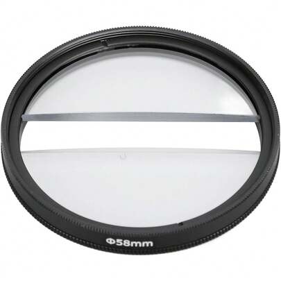Tbest Filtro de Efectos Especiales de Media Doble de 58 Mm Cámara de Doble Vidrio Lente Dioptría Dividida Accesorios de Fotografía Prisma de Campo Central Filtro Dividido SLR