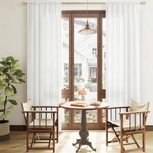 Ivory White Linen Semi Sheer Curtains 63 Inch Length For Living Bedroom 2 Panels Rod Pocket Light Filetring Privacy Linen Blend Cotton Textured Rustic Farmhouse Decor Drapes For Dining Room, W52xL63,52inchWx63inchL(Packof2),IvoryWhite - 象牙白 - 查看 8