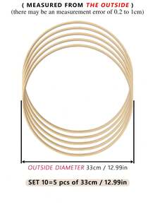 5pcs Beige Dreamcatcher Feather Outdoor Lawn Wedding Hanging Decor Bamboo Hoops, Wind Chimes Mori Style Inner Rings, Gifts And Decorative Hanging Accessories For Halloween, Christmas, Bedroom Wall Decor, Embroidery Hoops For DIY Craft - Apricot - View 13