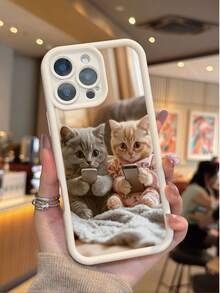 Funda de Teléfono Gruesa Antideslizante con Patrón de Gato Compatible con iPhone 17 Pro Max, 16/15/14/13/12/11/XS/XR/X/7/8/Mini/Plus/Pro Max/SE, y Galaxy A15 A16 A55, Nueva Funda de Teléfono Premium Antideslizante y Antigolpes, Protección Completa de 360 Grados, Adecuada para Regalos de Halloween y Navidad para Amigos y Parejas - Blanco - Ver 4