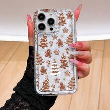 Transparent Christmas Tree Snowflake Gingerbread Man Phone Case, Shockproof  Cover For IPhone 17 16 15 14 13 12 11  Models, Full Protection Design - Clear - View 2