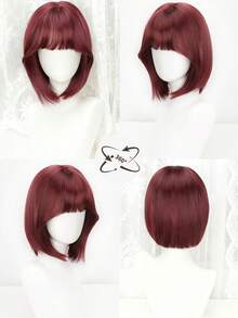 12-Inch Colorful Bobo Wig With Bangs, Made Of Synthetic Fiber, Suitable For Women's Daily Wear And Party Occasions - Multicolor - View 3