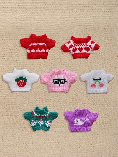 17厘米角色娃娃配件装饰可爱水果毛衣，迷你娃娃装饰配件，适用于La-Bubu娃娃