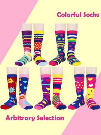 5双趣味袜子，女士彩色袜子，随机发货，女士趣味袜子，圣诞节生日礼物，疯狂之选
