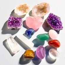 Bộ hộp đá pha lê tự nhiên Chakra - Cụm đá thạch anh tím, tinh thể mã não, hộp quà thạch cao - Đồ trang trí nhà cửa bằng pha lê, quà tặng Giáng sinh, Lễ Tạ ơn - Bộ Chakra Mini - Xem 4