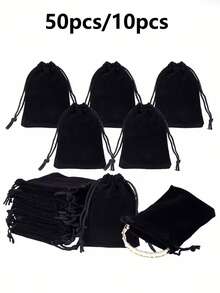 10/50pcs 7*9 Drawstring Bags, Jewelry Pouches, Gift Bags, Velvet Bags, Velvet Drawstring Bags, Jewelry Storage Bags - Multicolor - View 10
