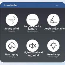 RAF 三档可调速便携式风扇，带纳米喷雾功能，迷你USB空气冷却器，小型空调，带可调节喷雾喷嘴风扇，360°旋转，7色氛围灯，超静音气流。250毫升大容量水箱
