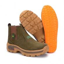 Bota Botina Coturno Couro Nobuck Palmilha Gel Adventure - Verde Musgo - Visão 3
