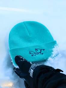 1pc Cartoon Bird Embroidered Streetwear Retro School Style Knit Beanie Hat, Warm Winter Headwear For Men