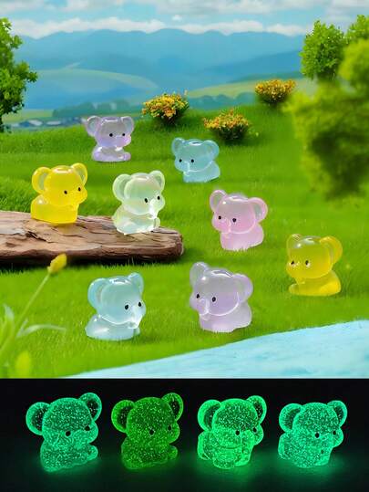 10/20个发光迷你树脂小象，黑暗中会发光的可爱小象摆件，适用于DIY仙境花园、生日派对礼物填充物、微景观工艺、玻璃容器、盆栽植物装饰、汽车内饰配件、家居装饰、书架、客厅场景、主题派对、情人节、完美生日礼物（颜色随机）