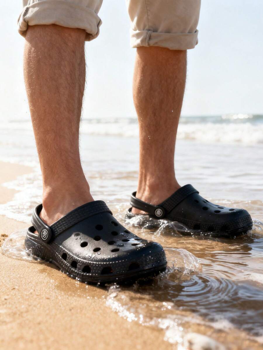 Sandalia Chancla Pantunfla Clogg EVA Cómoda hombre Ligera sandalias casuales, antideslizante y transpirable adecuadas para usar tanto en casa, como al aire libre, en el trabajo, para pasear y en la playa. - Negro - Ver 1