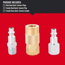 CRAFTSMAN - Kit de acoplador/enchufe universal NPT de 1/4 pulgadas 3 piezas intercambio industrial construccion de acero y laton - Latón - Ver 5