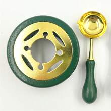 1set Wax Seal Warmer Kit, Wooden Wax Seal Furnace With Melting Spoon+ Wooden Handle,Seal Wax Melting Furnace Tool For Melting Wax Seal Beads Or Sealing Wax Sticks