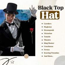 Funny Party Hats Top Hats For Adults Dress Up Hats Costume Party Hats For Men Women Unisex(Black 5" Top Hat) - 彩色 - 查看 5