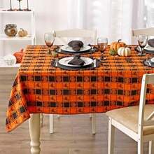 DII 100% algodón, Lavable a máquina, Fiesta, día de San Patricio y la Primavera boreales de Mantel, 152,4 cm x 213,36 cm, Verde y Blanco Comprobar con Shamrock, Asientos 6 8 Personas(Halloween Woven 213.4 x 152.4 cm (Rectangular)) - Multicolor - Ver 4