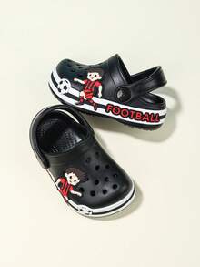 1 par de zapatos deportivos transpirables tipo slip-on para niños, sandalias planas de punta cerrada suaves y amigables con la piel para uso diario al aire libre - Negro - Ver 6