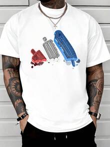 Popsicle Graphic Depicting Red White And Blue Frozen Treats Symbolizing Joy And Nostalgia 100% Cotton Men's Casual Tshirt - 白色 - 查看 8