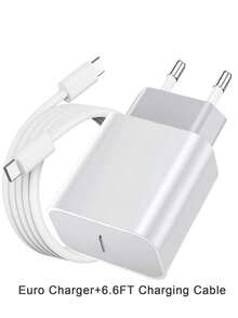 PD 20W Fast Charging EU Charger Kit Compatible With IPhone 17/16/15/Pro/Pro Max,Type-C Wall Charger With Type C To USB C Fast Charging Cable, Portable USB-C Adapte Compatible With Samsung Galaxy S25 S24 S23 S22 S21 S20/Ultra/Note 20/10,PINK/WHITE - EU C Type Plug(220-240V) - View 13