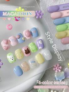 XEIJAYI 6色马卡龙系列凝胶指甲油套装，含闪粉、半永久UV指甲油、底油、哑光面油等美甲产品 - 彩色 - 查看 3