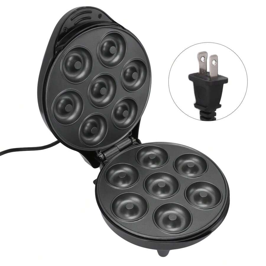 Donut Maker Machine Makes 7 Doughnuts High Power Mini Donut Machine for Breakfast Snacks Desserts Black - Negro - Ver 1