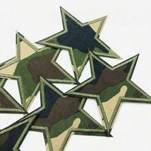 3pcs Grassland Green Camouflage Five-Pointed Star Embroidered Patches, DIY Iron-On Camouflage Patches, Clothing Hat Backpack Handbag Decoration Accessories Valentine's Day Valentine's Day Iron On Patches - 3 件商品 - 查看 3