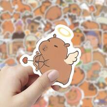 100张可爱水豚涂鸦贴纸，水豚主题贴纸，水豚周边，萌萌哒贴纸，动物贴纸，趣味贴纸，水豚礼物，水豚玩具，防水乙烯基贴纸，时尚笔记本电脑贴纸套装，滑板贴纸，水瓶贴纸，笔记本贴纸 - 彩色 - 查看 4