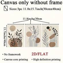 3pcs/Set Modern Minimalist Wooden Frame Canvas Posters, Boho Style Abstract Line Plant Prints Wall Art, Creative Simple Wall Decor, Suitable For Living Room, Bedroom, Kitchen, Dining Room, Classroom, Office, Wall Art, Room Decor, Perfect Gift For Art And Home Decor Lovers