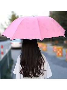 Paraguas de sol de Color sólido con protección UV para mujer y hombre, paraguas de viaje a prueba de viento, Mini contador de agua portátil, paraguas soleado con floración - Multicolor - Ver 6