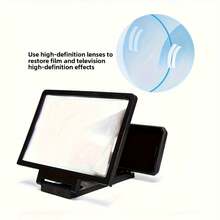 3D手机屏幕放大器 - 双屏高清放大镜，带便携式免提支架，适用于智能手机/平板电脑，可放大观看视频、玩游戏和工作 - 兼容、安卓手机，是生日、送给家人、朋友的礼物，可用于观看电影、视频和玩游戏。生日礼物，电影、视频、游戏屏幕扩展器，屏幕放大器。