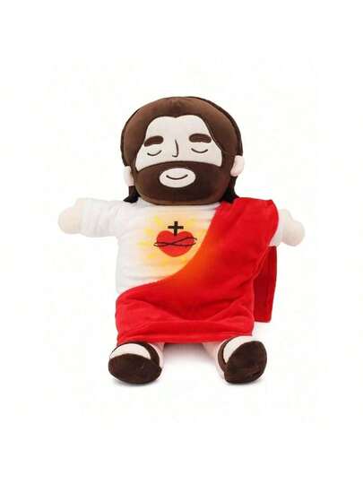 ESTUCHELANDIA Peluche Jesús Respirador con Luz, Sonido y Simulación de Respiración, Peluche de Diosito que respira, Muñeco Dios Interactivo Relajante con Función Musical, Iluminación en el Pecho y Movimiento Suave, Juguete Confortable para Niños y Adultos, Ideal para Regalo, Decoración y Descanso - Material Suave de Alta Calidad, - Perfecto para Relajar y Dormir - Control de Encendido en el Pie, Funciona con Baterías (no incluidas), Diseño Adorable para Hogar, Habitaciones Infantiles y Espacios de Descanso Familiar,Regalo de Pascua.