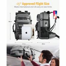 Travel Backpack Men, 50L Carry On Flight Approved Convertible Duffle Bag With Shoe Compartment, 17 Inch Laptop Luggage With Charging Port Weekender Hiking, Black - 最初的 - 查看 4