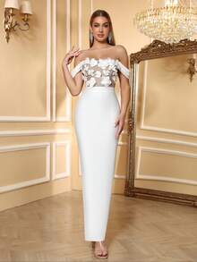 Đầm dạ hội nữ LOVE Aing sang trọng, thời trang, thêu hoa, phối lưới, phù hợp cho sinh nhật, lễ tốt nghiệp, dạ tiệc, tiệc tùng, đêm giao thừa, các dịp trang trọng, đám cưới, màu trắng mùa xuân. - trắng - Xem 8