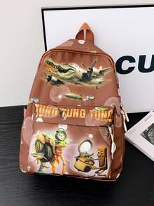 1 Stück Dieser stilvolle Nylon-Rucksack mit Reißverschluss hat ein Cartoon-Design, das vom Klassiker der Berge und Meere inspiriert ist. Sein einzigartiges Design macht ihn vielseitig und modisch. Der verstellbare Schultergurt macht ihn für den täglichen Gebrauch geeignet. Als hochwertige Tasche ist sie perfekt für Einkaufstouren von Teenagern, den Arbeitsweg und den täglichen Gebrauch. Sie eignet sich auch hervorragend als Geschenk. - Klassischer Rucksack für Berge und Meere - Übersicht 4